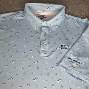 Straight Down Polo Shirt Mens XL Blue Diamante Cabo Golf Performance Stretch